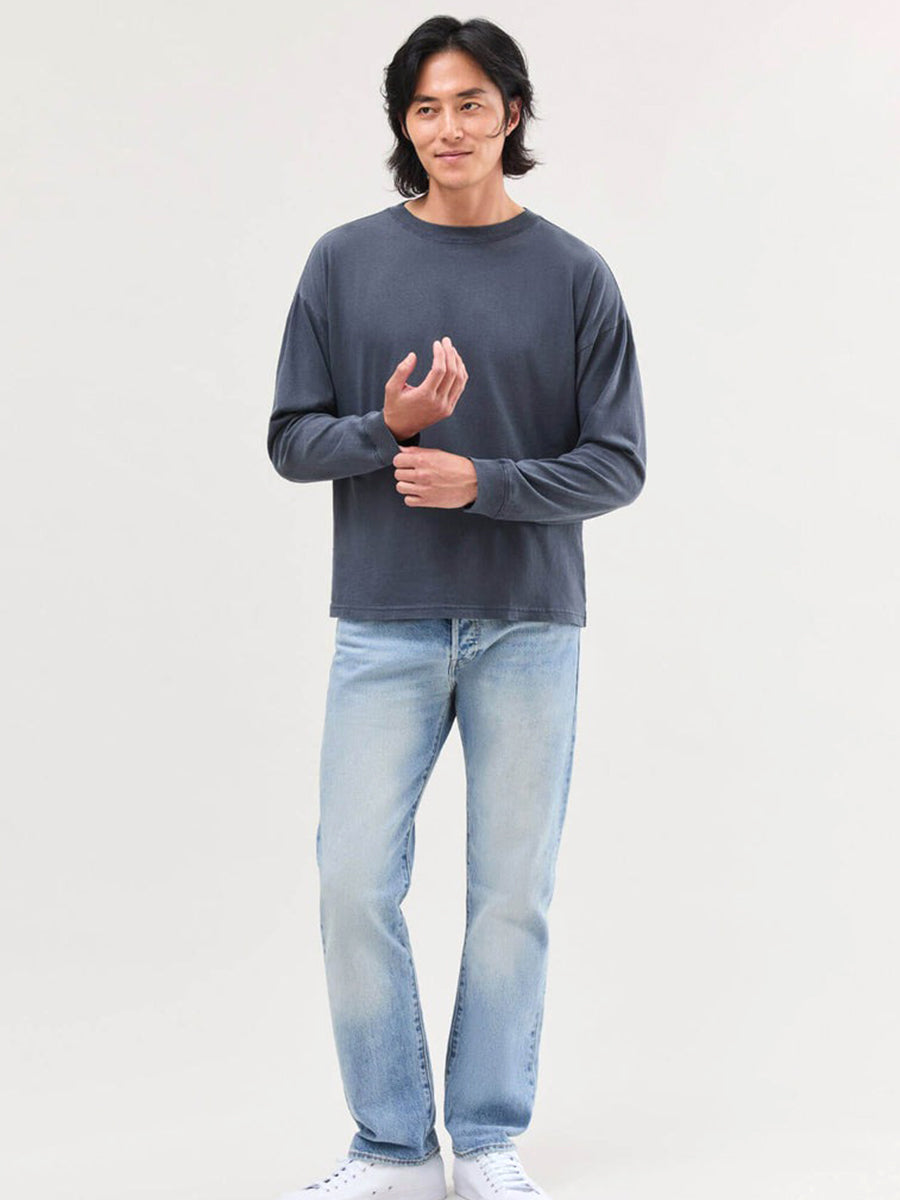 Men's Relaxed Long Sleeve Tee - Blue Steel