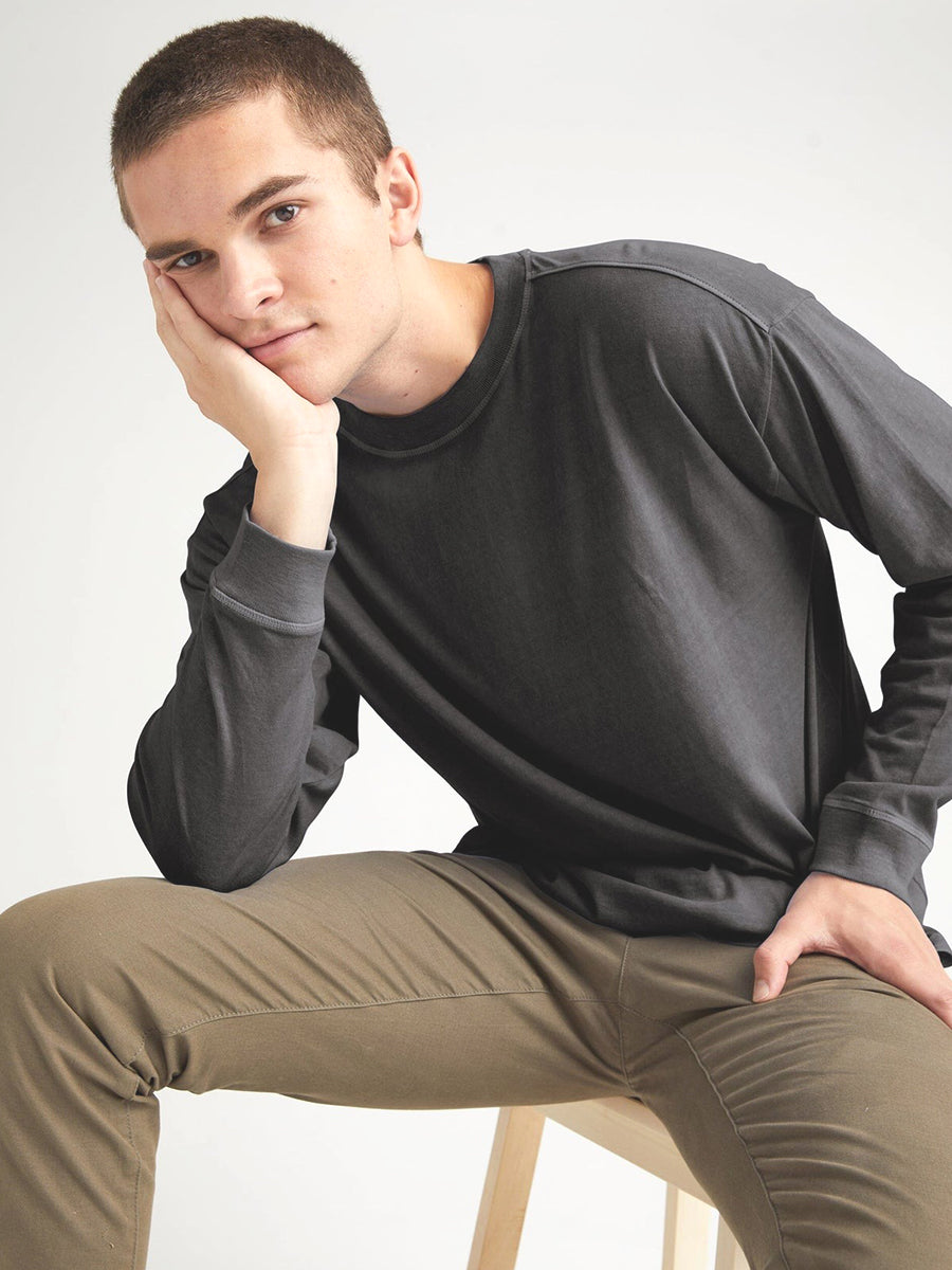 Men's Relaxed Long Sleeve Tee - Stretch Limo