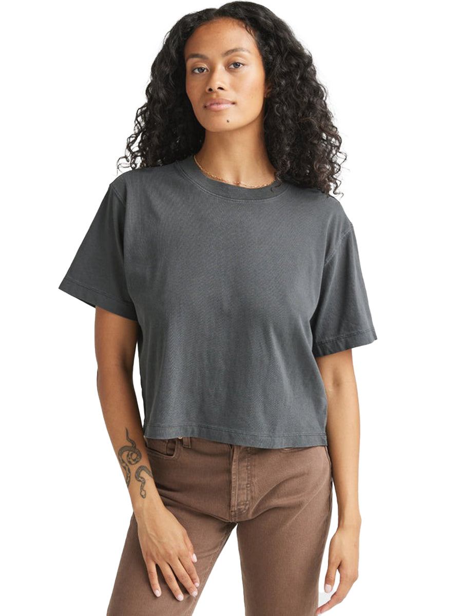 Relaxed Short Sleeve Crop - Stretch Limo