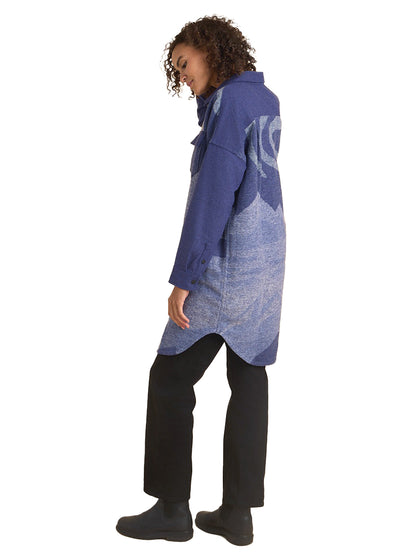 Amberley Long Shirt Jacket - Evening Blue