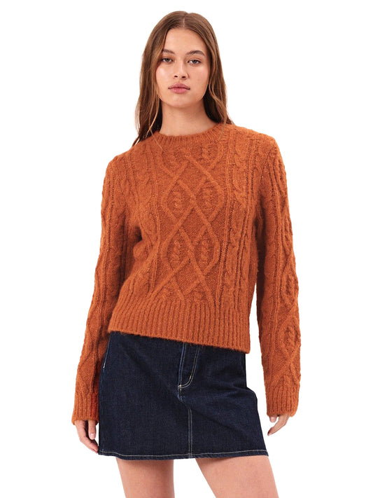 Cable Knit Sweater - Rust