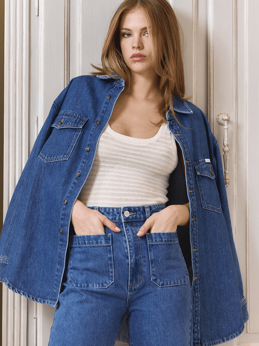 Classic Denim Shacket - Ashley Blue