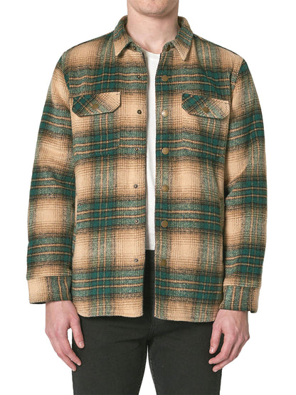 Men At Work Check Shirt Jacket - Green & Tan