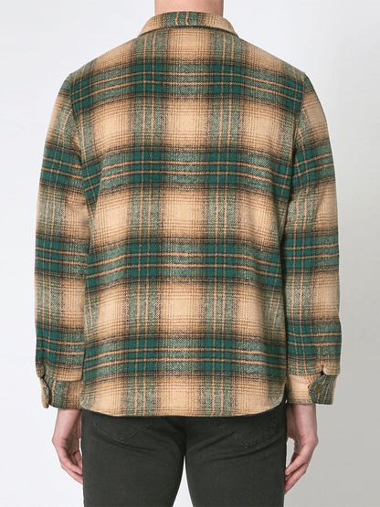 Men At Work Check Shirt Jacket - Green & Tan