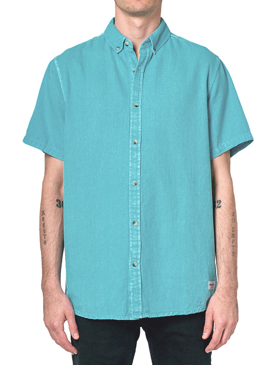 Men At Work Short Sleeve Oxford - Turquoise