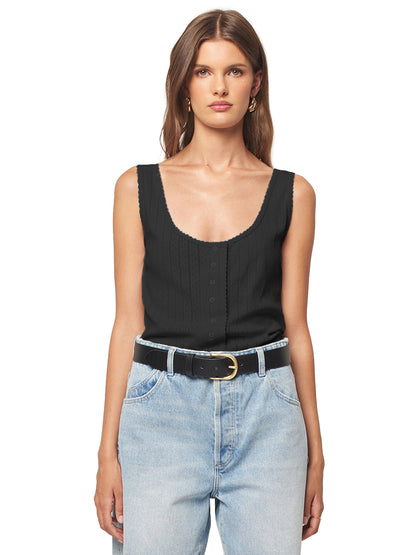 Paloma Pointelle Tank - Black