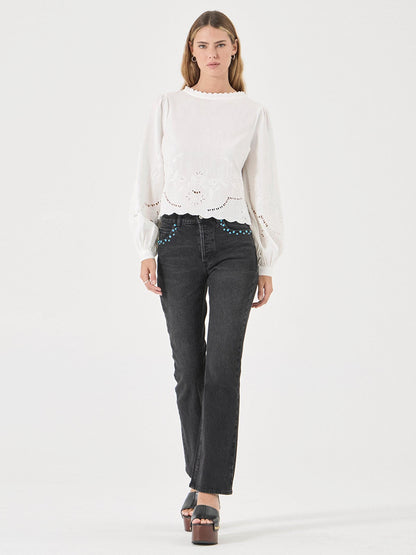 Stephanie Embroidered Blouse - White
