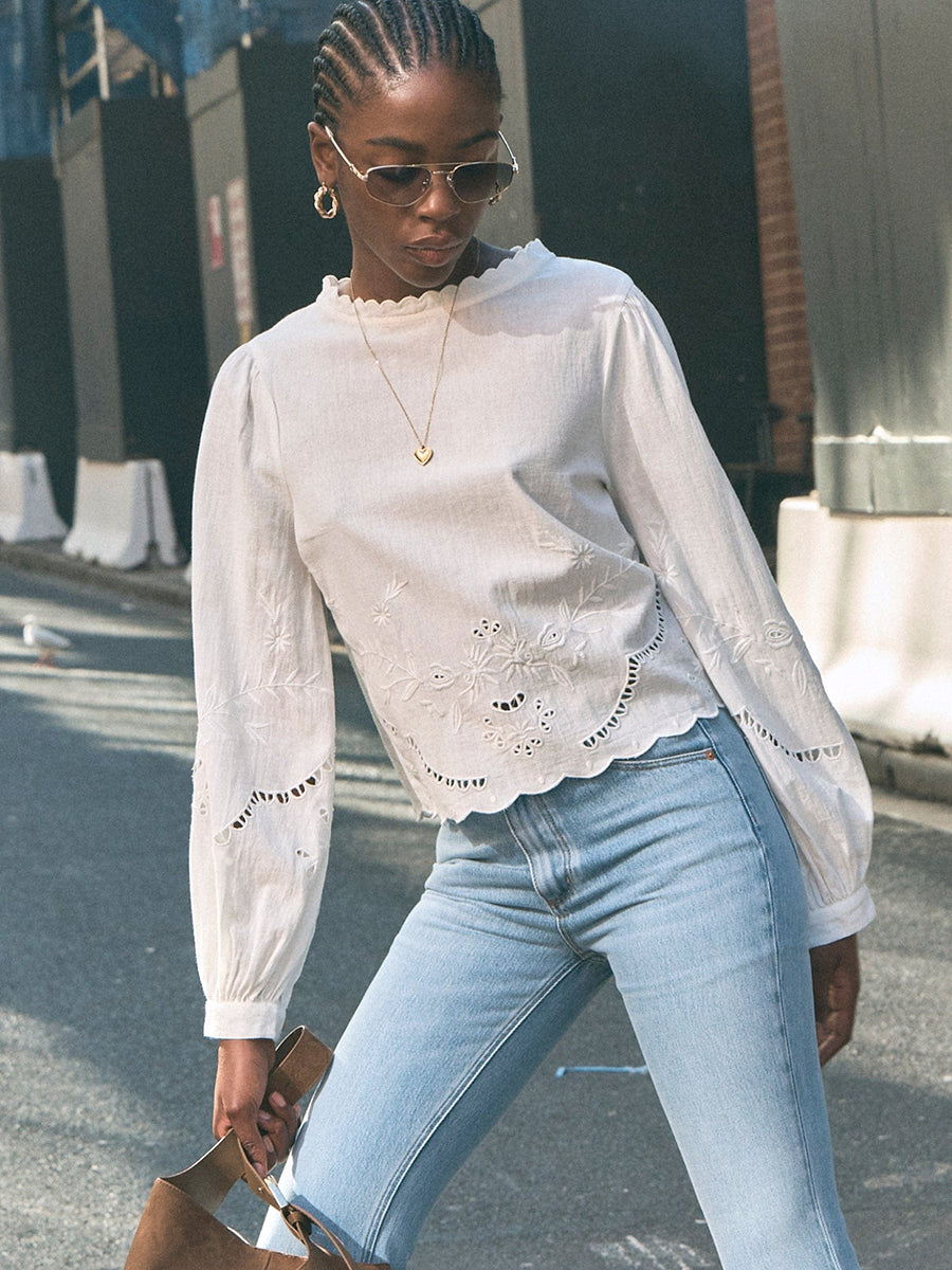 Stephanie Embroidered Blouse - White