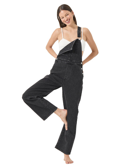 Stevie Relaxed Overalls - Black Sand