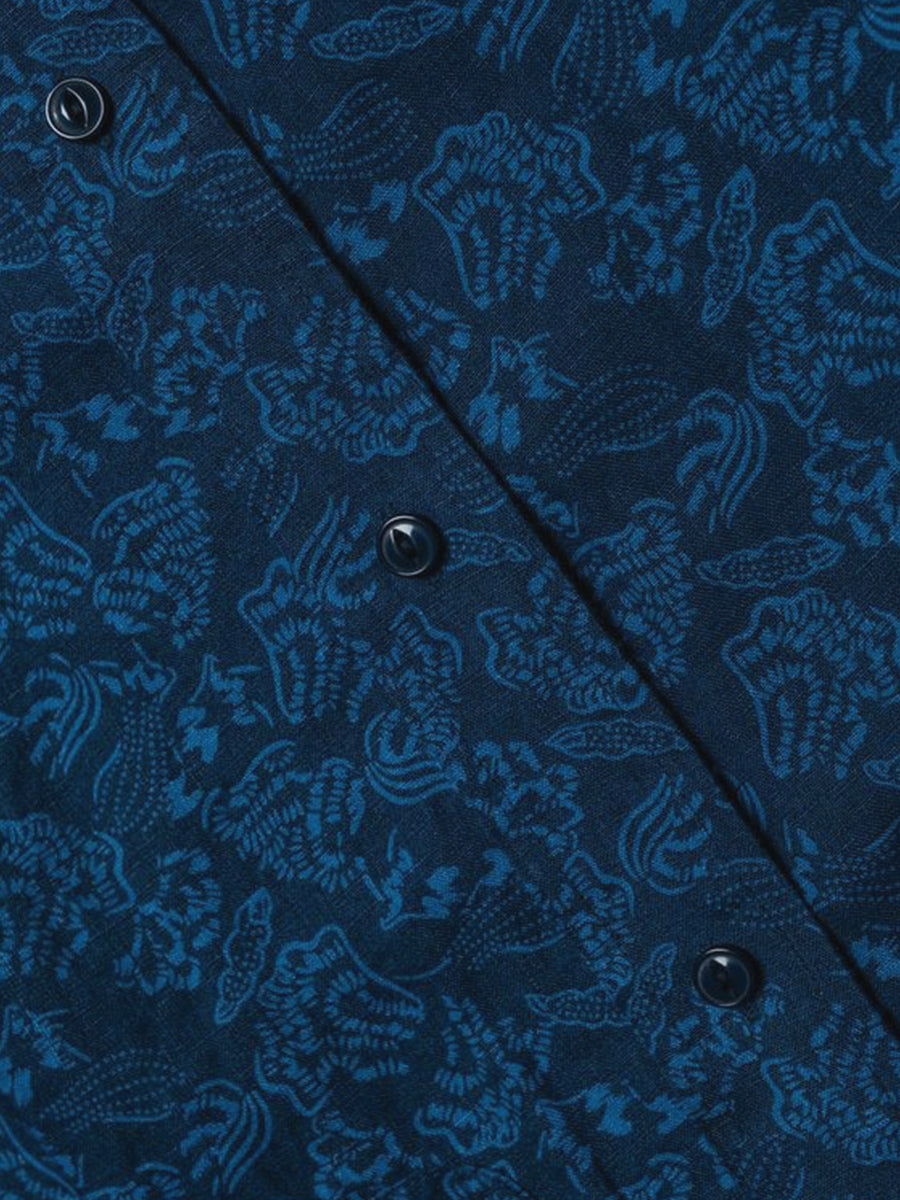 SH2517 Floral Work Shirt - Dark Blue