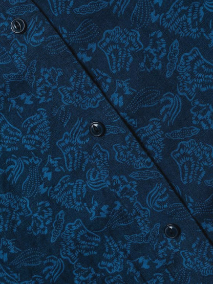 SH2517 Floral Work Shirt - Dark Blue