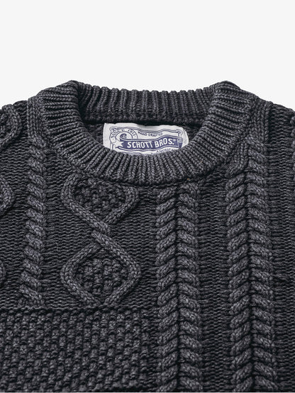 SW2435 Cable Patchwork Sweater - Navy