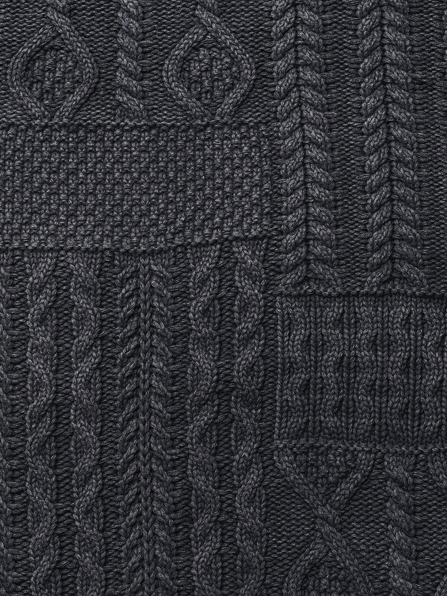 SW2435 Cable Patchwork Sweater - Navy
