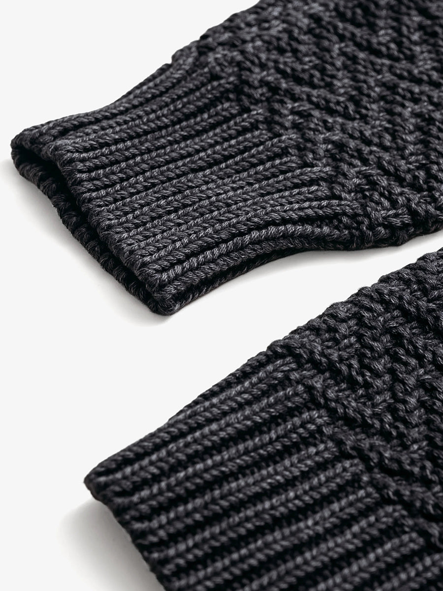 SW2435 Cable Patchwork Sweater - Navy