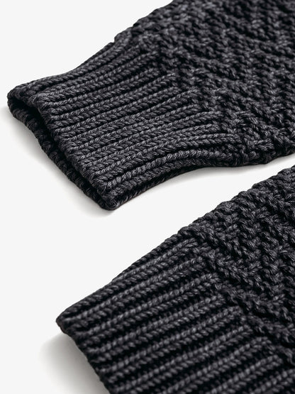 SW2435 Cable Patchwork Sweater - Navy