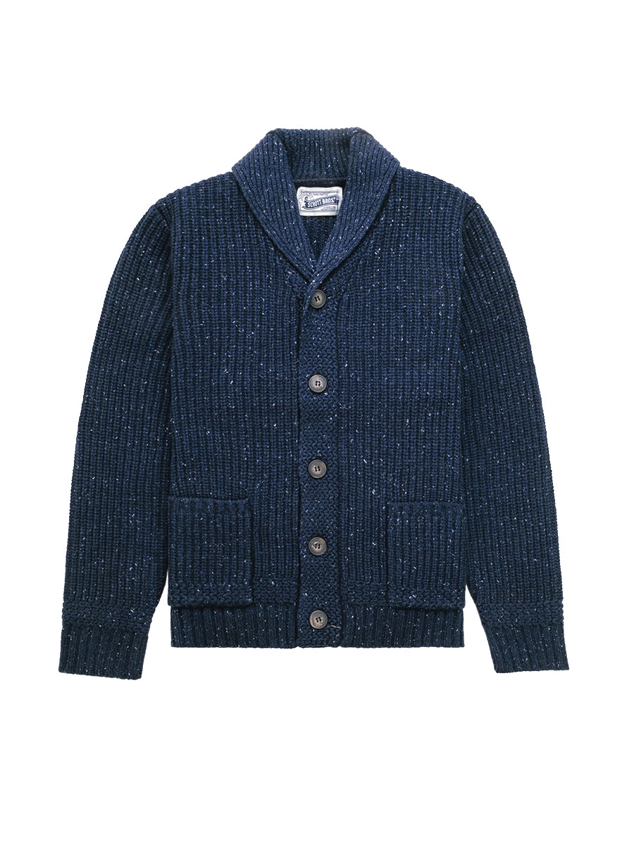 SW2560 Donegal Shawl-Collar Sweater - Navy