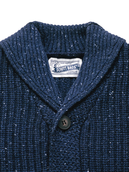SW2560 Donegal Shawl-Collar Sweater - Navy