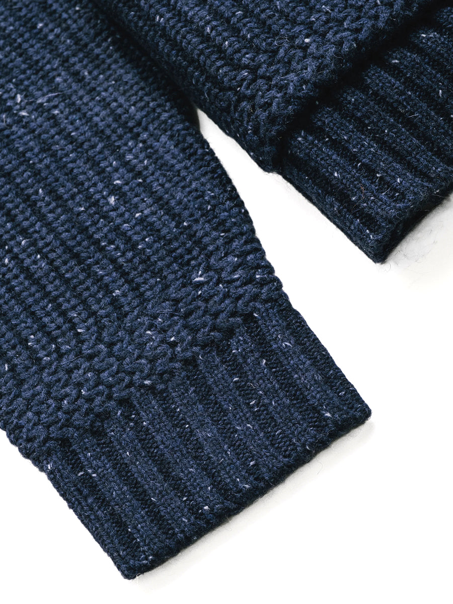 SW2560 Donegal Shawl-Collar Sweater - Navy