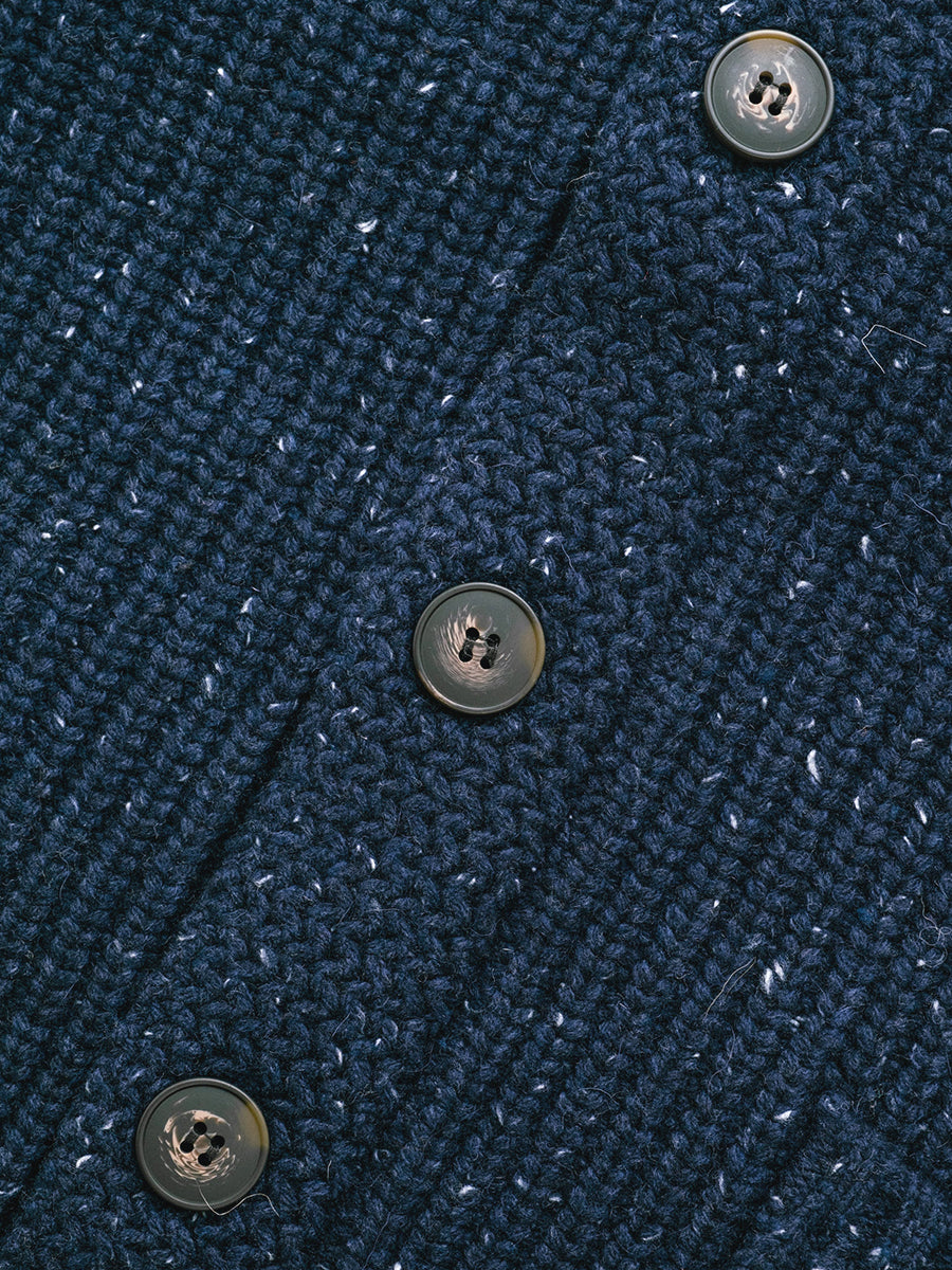 SW2560 Donegal Shawl-Collar Sweater - Navy