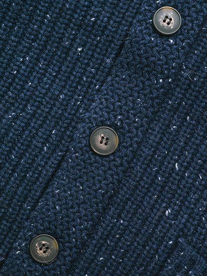 SW2560 Donegal Shawl-Collar Sweater - Navy