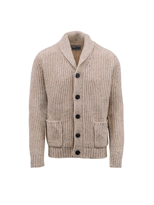 SW2560 Donegal Shawl-Collar Sweater - Off White