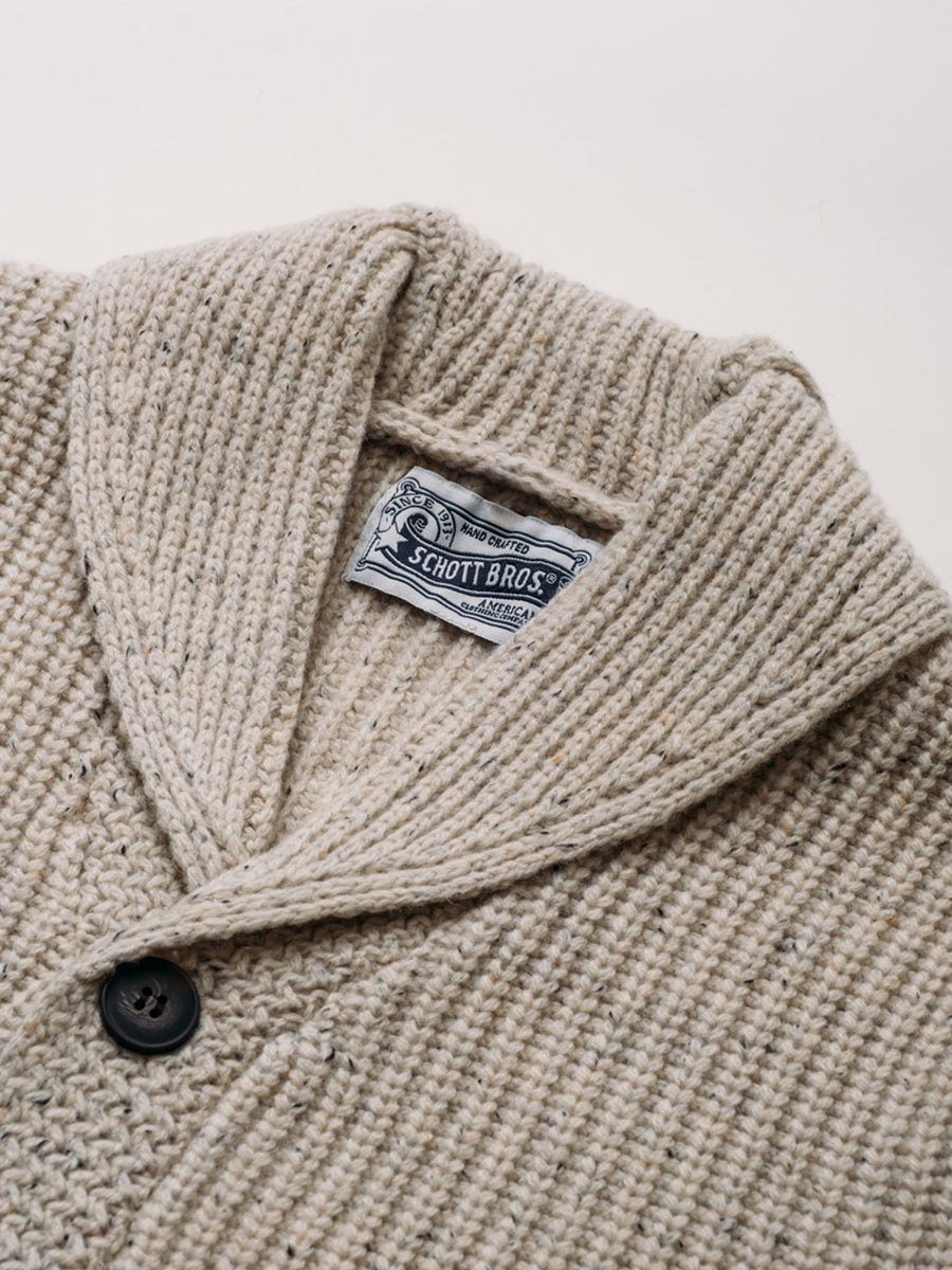 SW2560 Donegal Shawl-Collar Sweater - Off White
