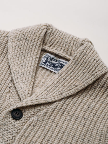 SW2560 Donegal Shawl-Collar Sweater - Off White