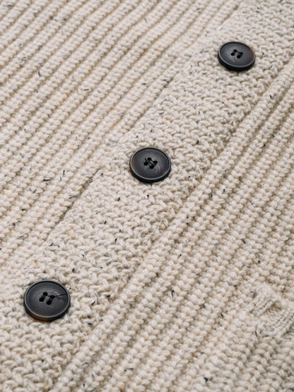 SW2560 Donegal Shawl-Collar Sweater - Off White