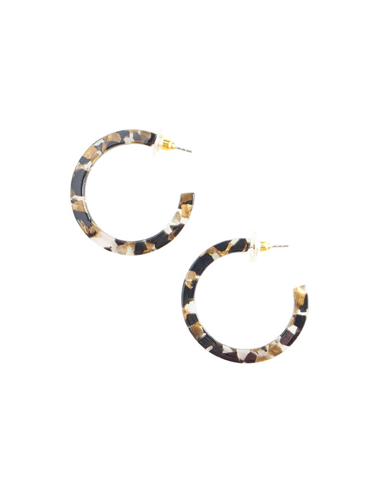 Cameron Midi Hoops - Black & Bronze