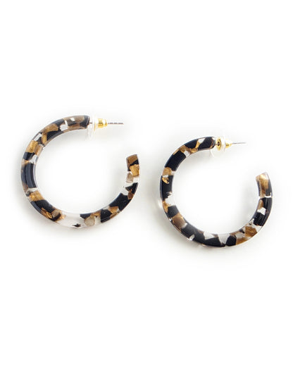 Cameron Midi Hoops - Black & Bronze