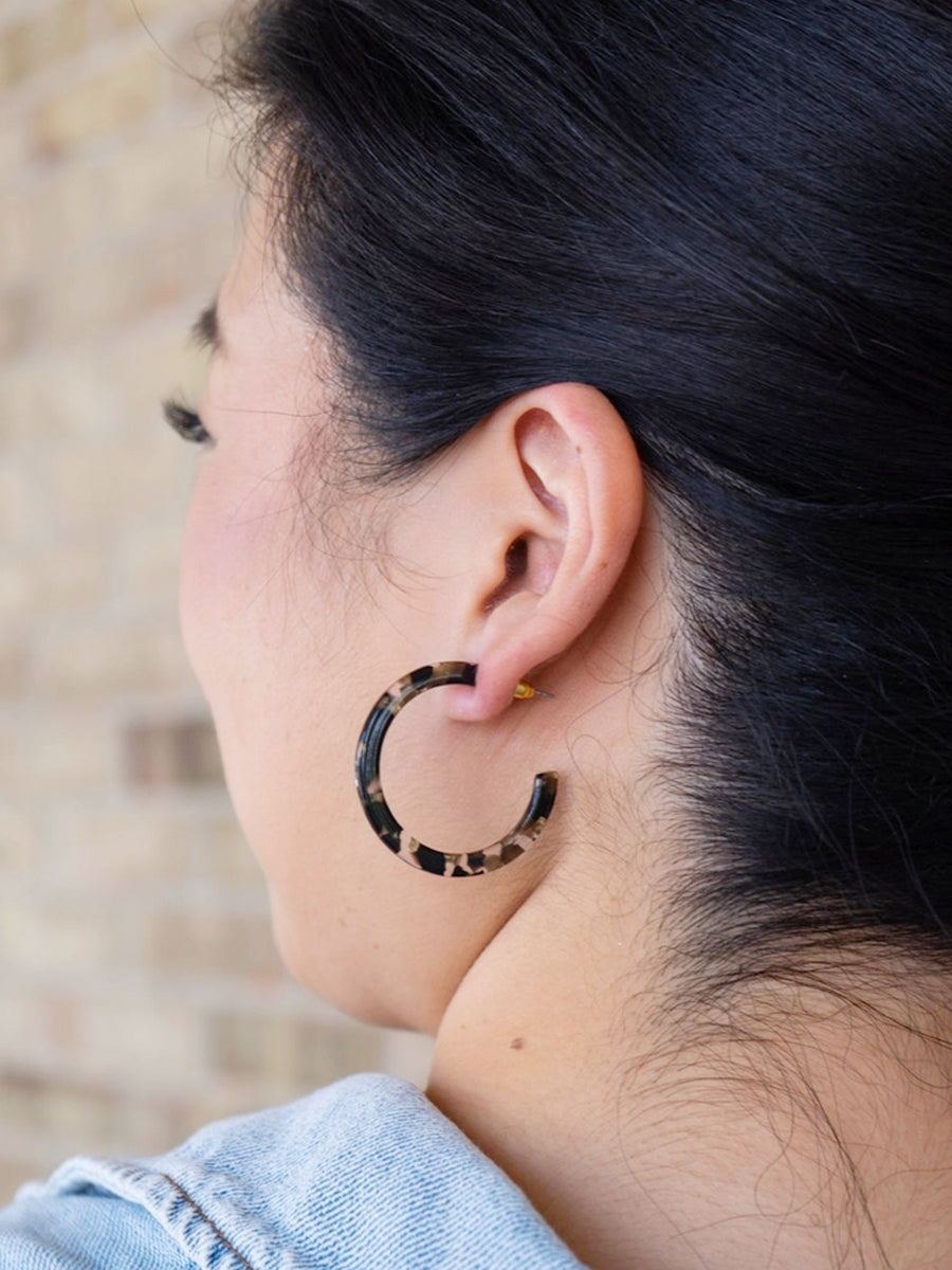 Cameron Midi Hoops - Black & Bronze