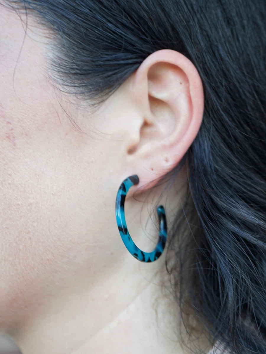 Cameron Midi Hoops - Blue Tortoise