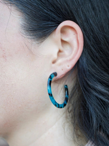 Cameron Midi Hoops - Blue Tortoise