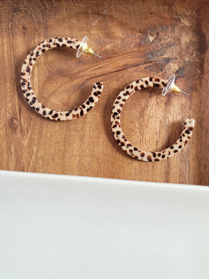 Cameron Midi Hoops - Brown Dot