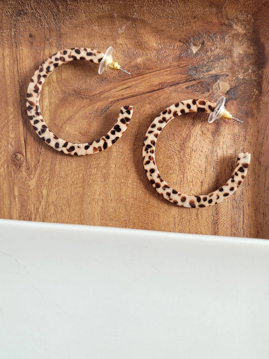 Cameron Midi Hoops - Brown Dot