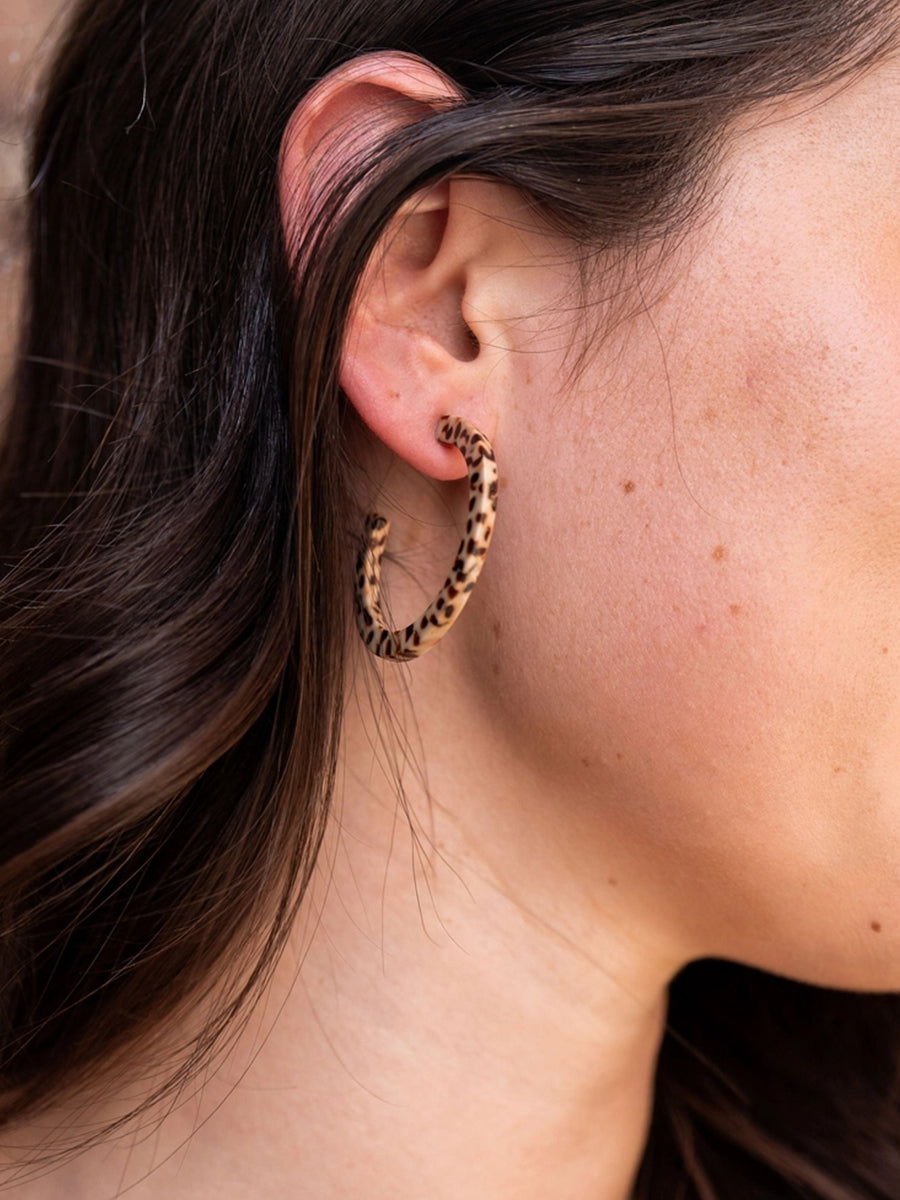 Cameron Midi Hoops - Brown Dot