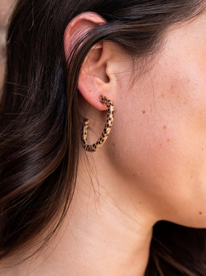 Cameron Midi Hoops - Brown Dot