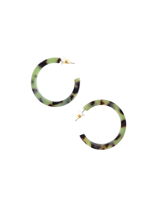 Cameron Midi Hoops - Green Tortoise