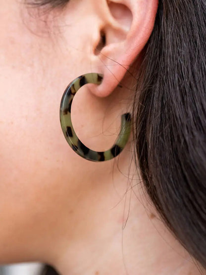 Cameron Midi Hoops - Green Tortoise