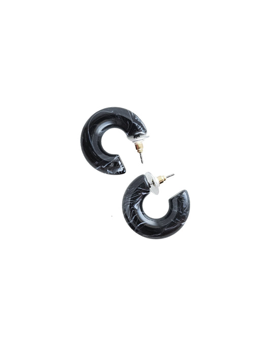 Chloe Chunky Hoops - Black Swirl