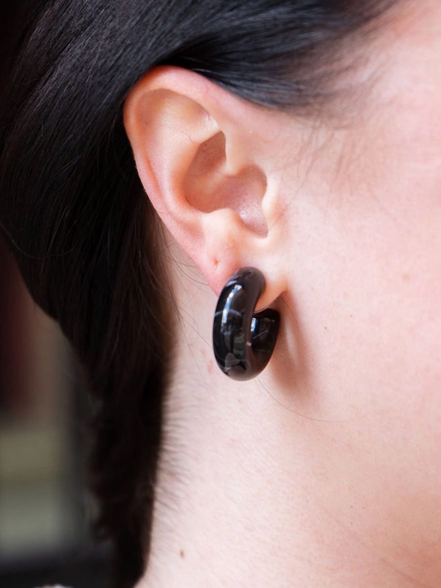 Chloe Chunky Hoops - Black Swirl