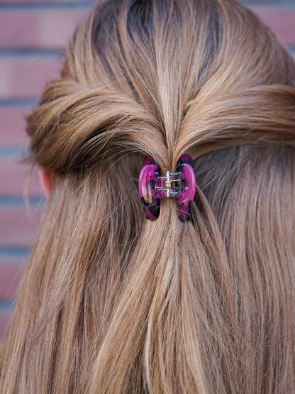 Claire Mini Hair Claw - Fuschia Tortoise