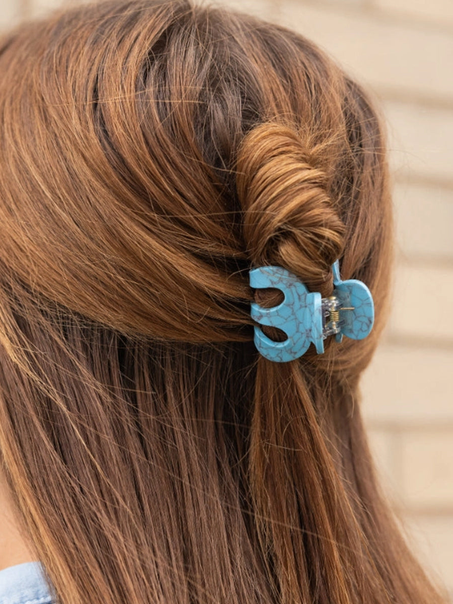 Claire Mini Hair Claw - Turquoise