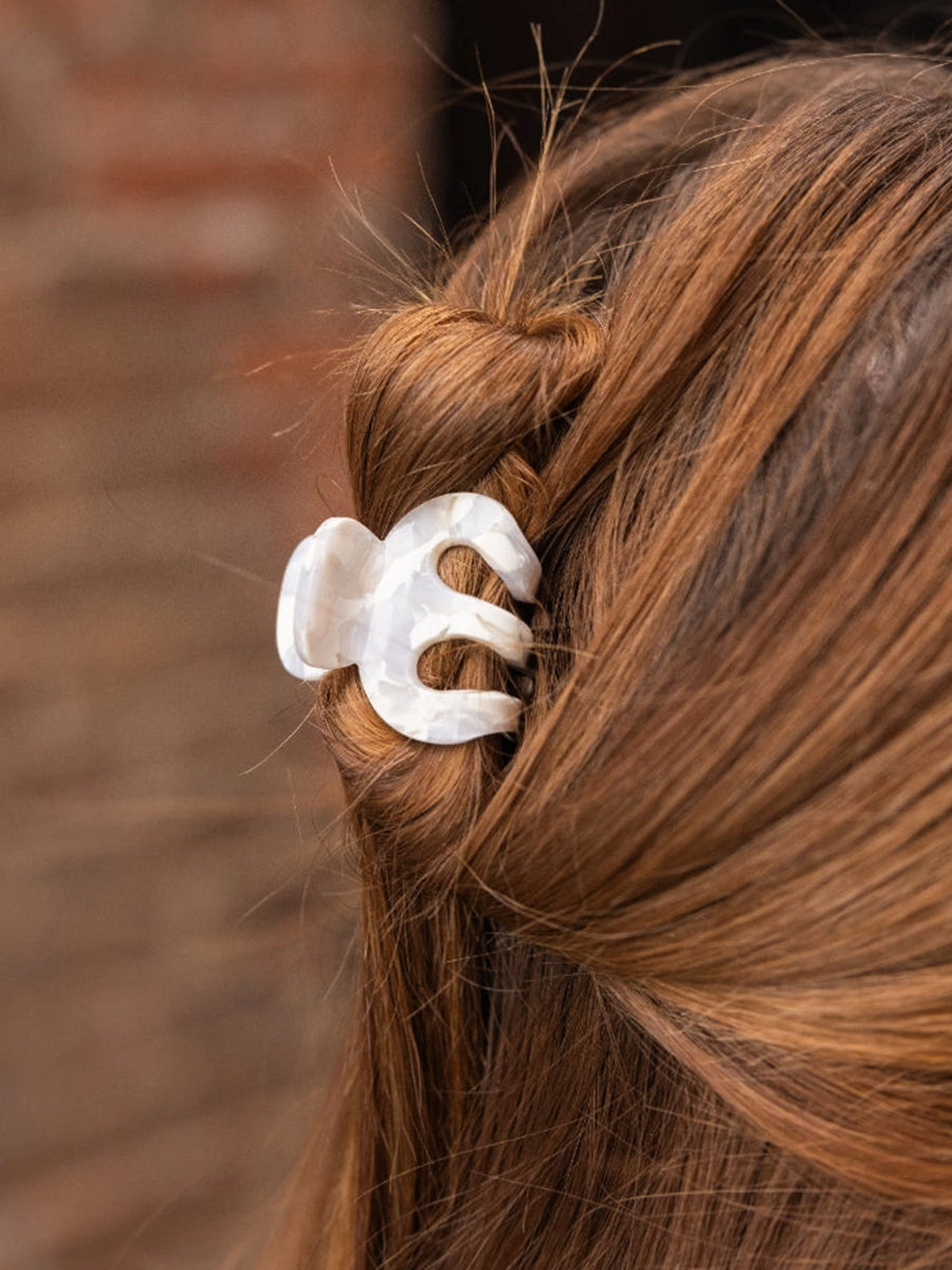 Claire Mini Hair Claw - Breezy White