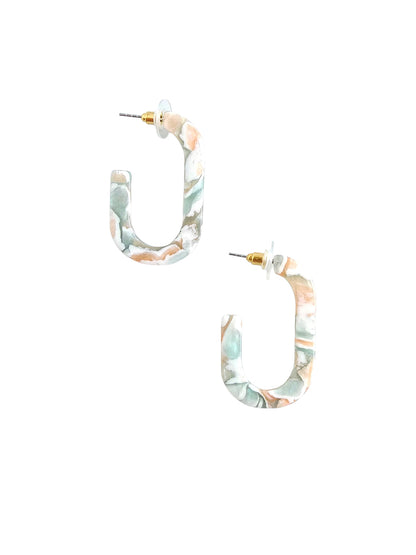 Jenna Oval Hoops - Cream & Mint