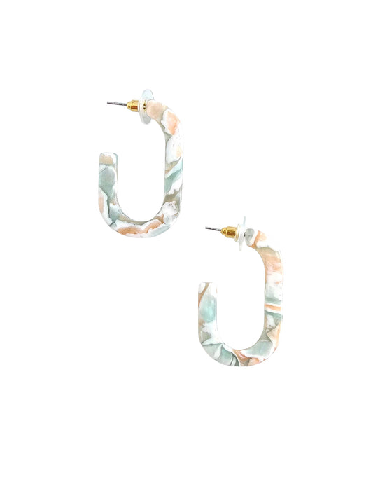 Jenna Oval Hoops - Cream & Mint