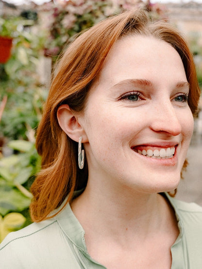 Jenna Oval Hoops - Cream & Mint