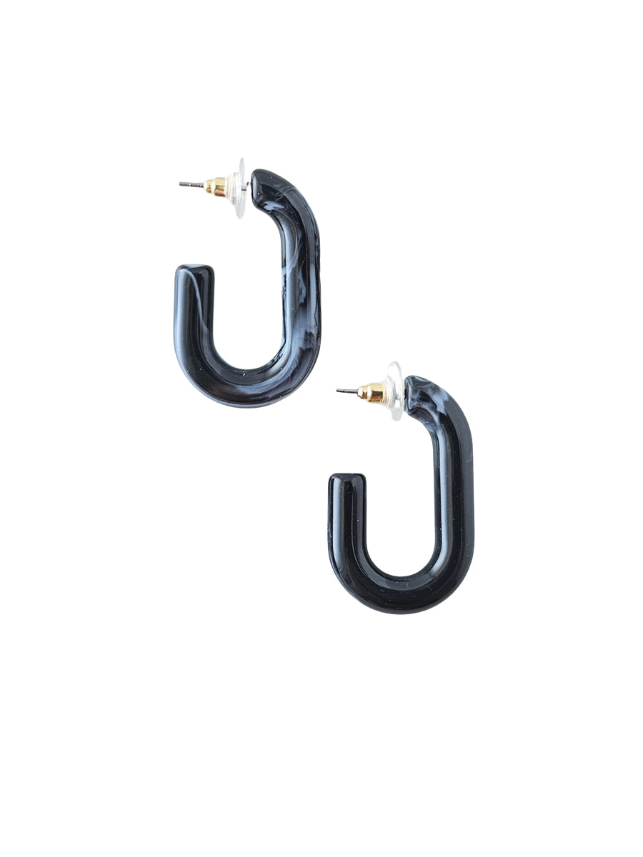Joanna Chunky Oval Hoops - Black Multi