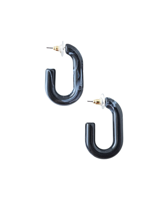 Joanna Chunky Oval Hoops - Black Multi