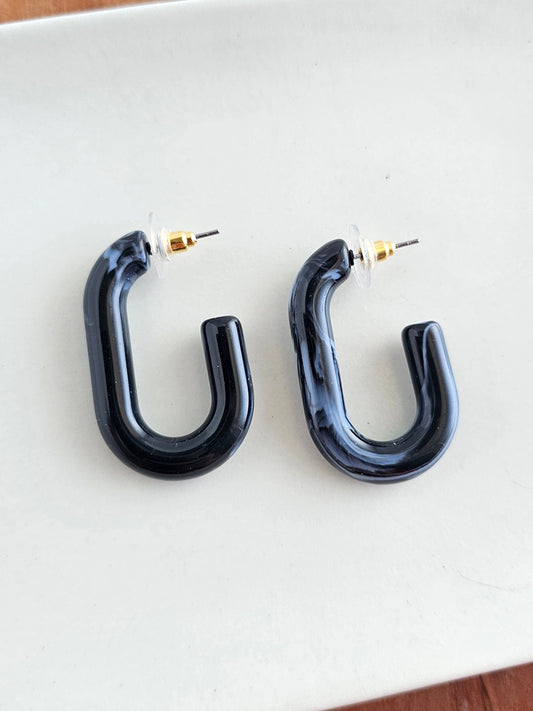 Joanna Chunky Oval Hoops - Black Multi